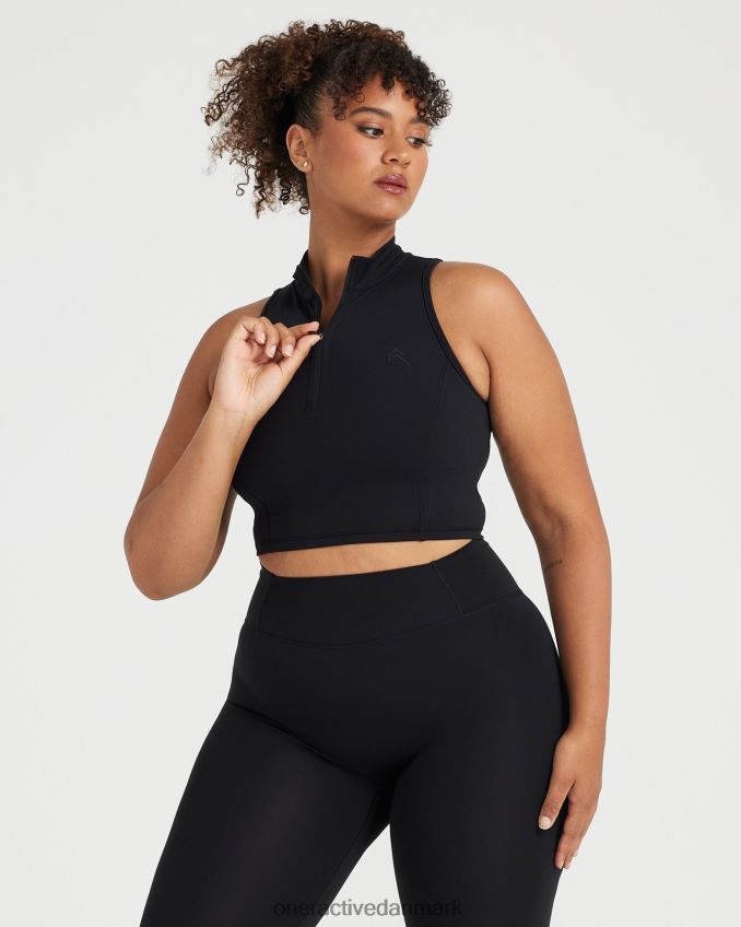 sort tøj X26NZ0529 Oner Active tidløs halv zip crop tank