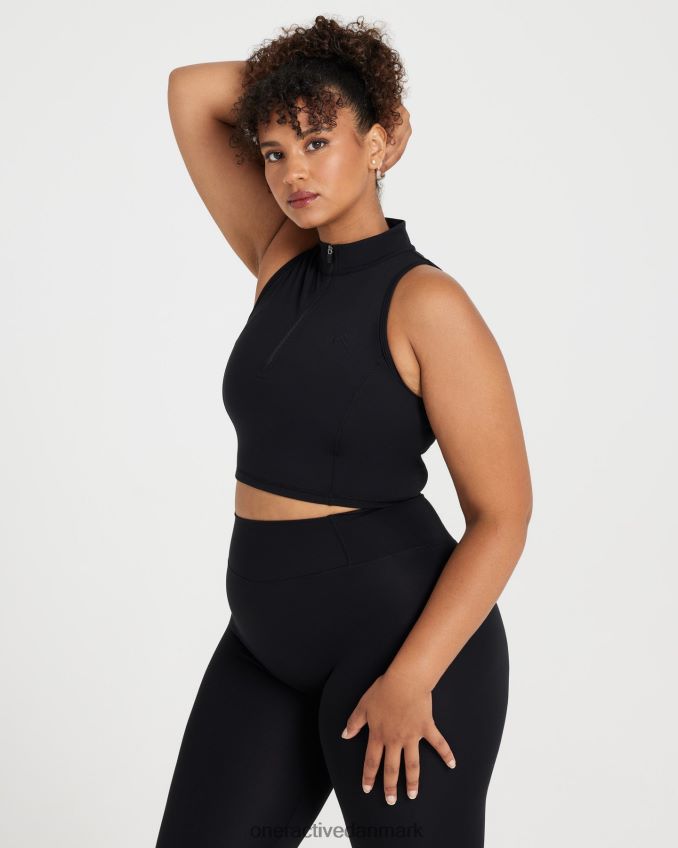 sort tøj X26NZ0529 Oner Active tidløs halv zip crop tank