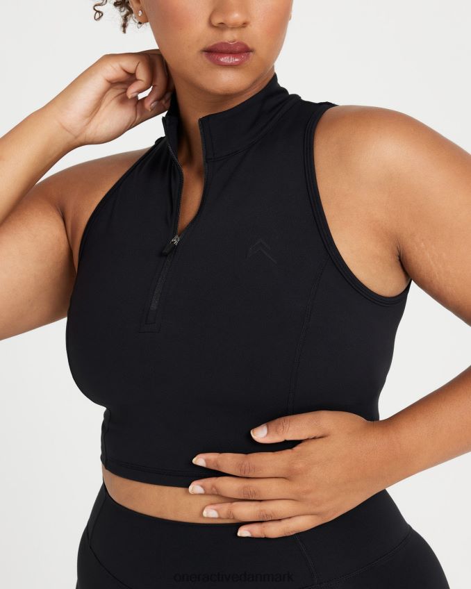 sort tøj X26NZ0529 Oner Active tidløs halv zip crop tank