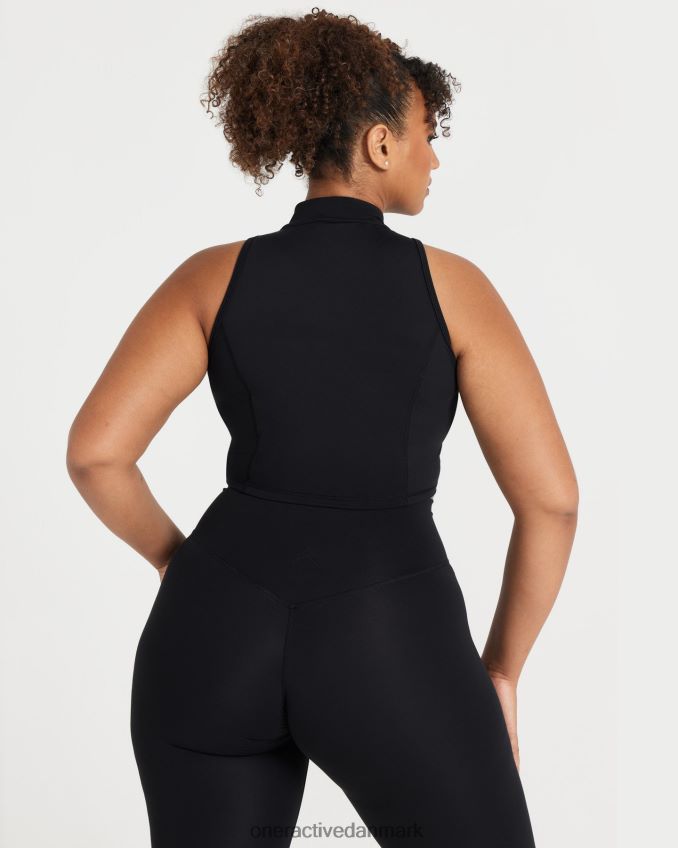 sort tøj X26NZ0529 Oner Active tidløs halv zip crop tank