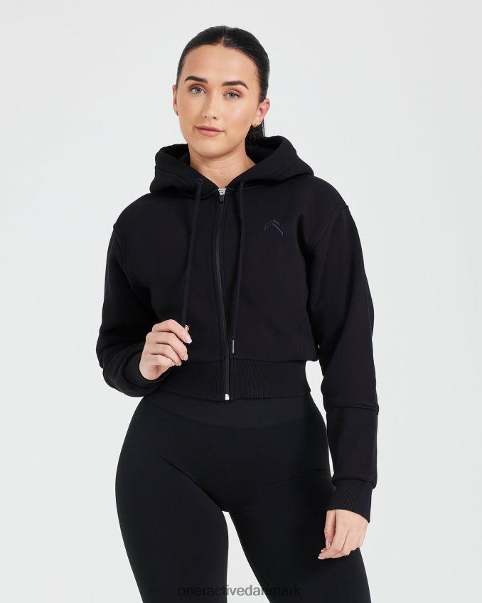 sort tøj X26NZ0602 Oner Active klassisk lounge-hættetrøje med cropped lynlås