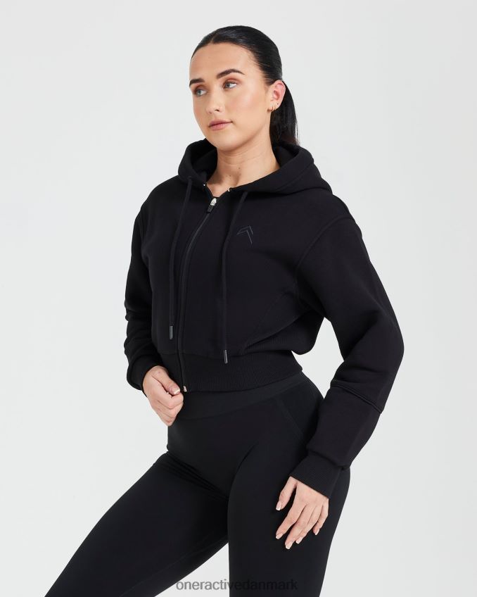 sort tøj X26NZ0602 Oner Active klassisk lounge-hættetrøje med cropped lynlås