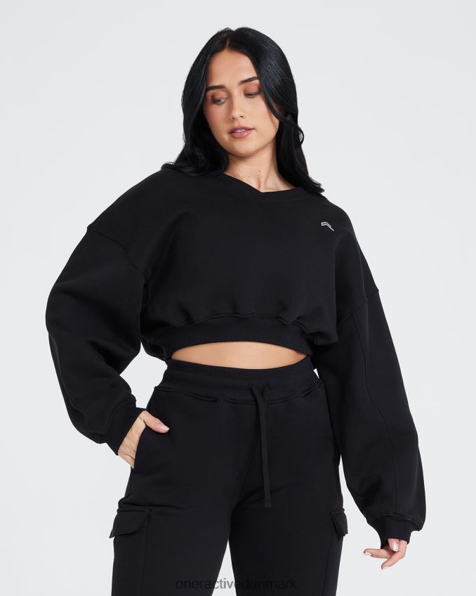 sort tøj X26NZ0611 Oner Active oversize sweatshirt med v-hals hele dagen