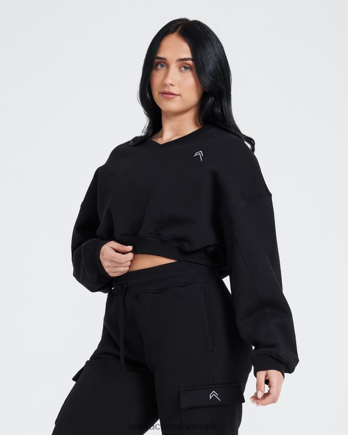 sort tøj X26NZ0611 Oner Active oversize sweatshirt med v-hals hele dagen