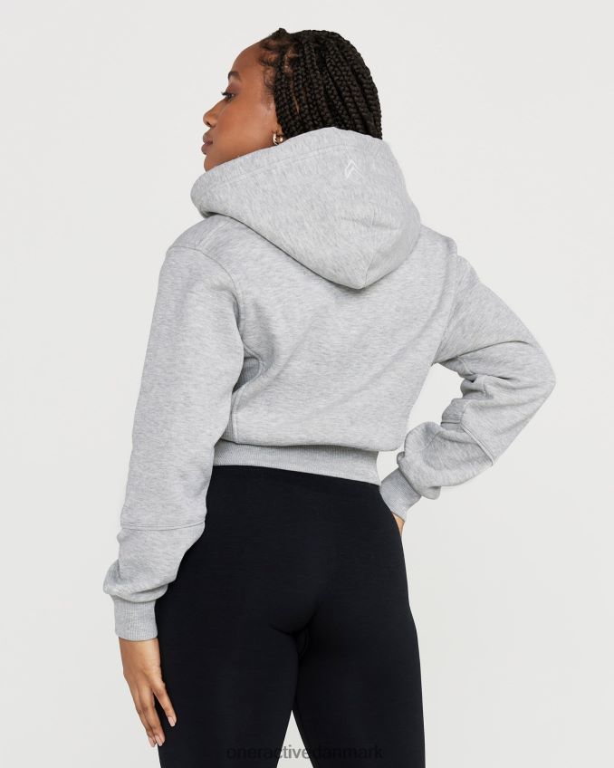 sølvgrå mergel tøj X26NZ0629 Oner Active klassisk lounge-hættetrøje med cropped lynlås