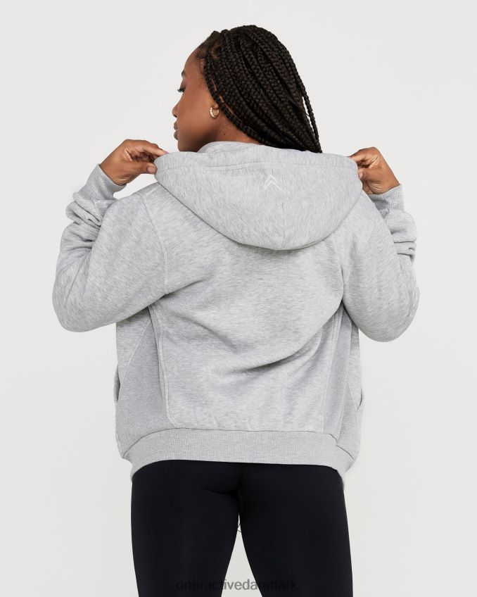 sølvgrå mergel tøj X26NZ0630 Oner Active klassisk lounge oversized hættetrøje med lynlås