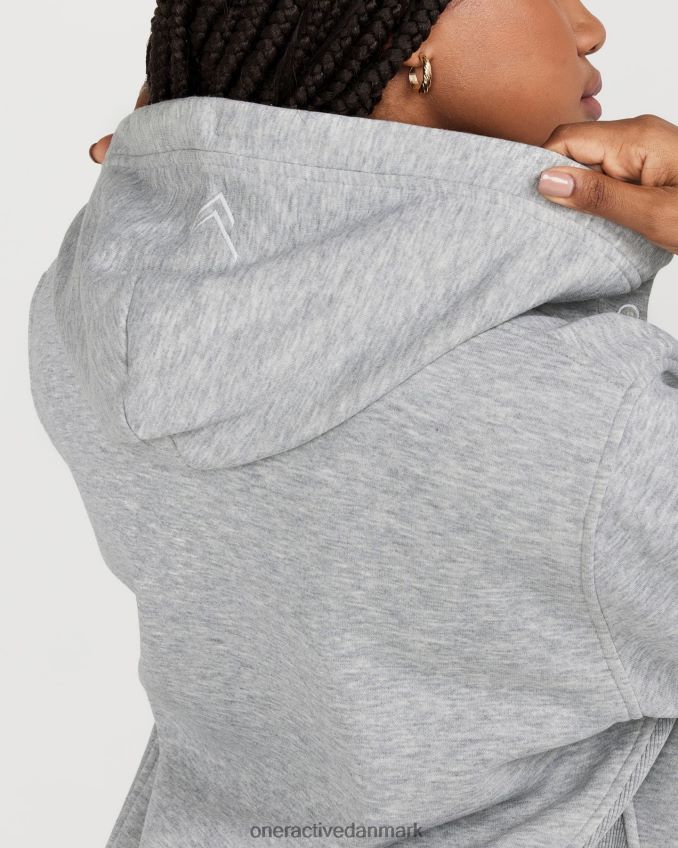 sølvgrå mergel tøj X26NZ0630 Oner Active klassisk lounge oversized hættetrøje med lynlås