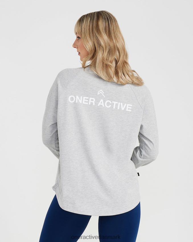 sølvmergel tøj X26NZ0560 Oner Active grafisk oversized langærmet t-shirt