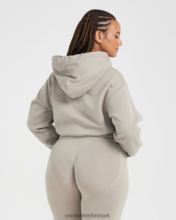 varmt sand tøj X26NZ0634 Oner Active klassisk lounge-hættetrøje med cropped lynlås