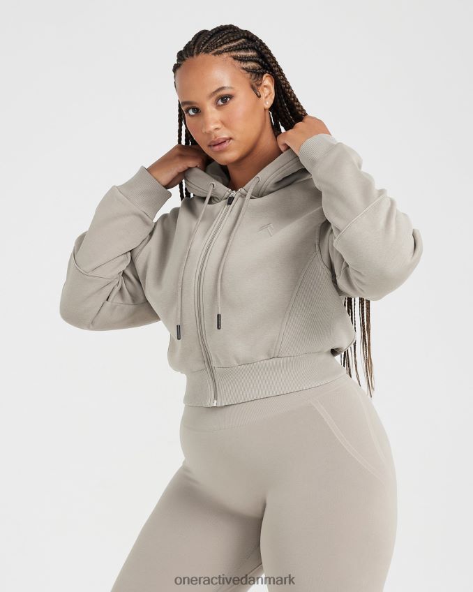 varmt sand tøj X26NZ0634 Oner Active klassisk lounge-hættetrøje med cropped lynlås