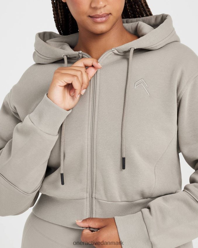 varmt sand tøj X26NZ0634 Oner Active klassisk lounge-hættetrøje med cropped lynlås