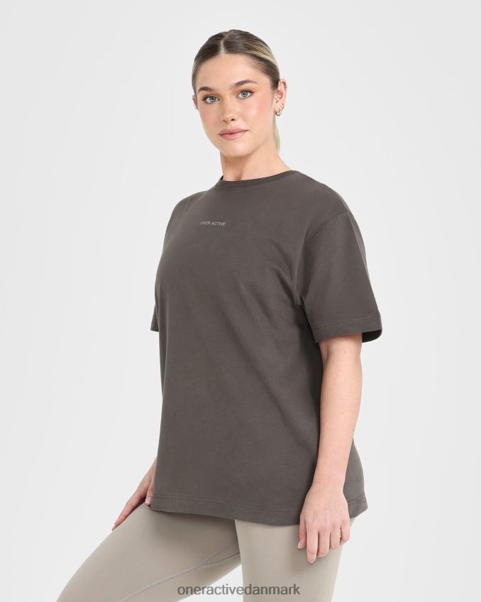 vasket dyb taupe tøj X26NZ0503 Oner Active klassisk spejlgrafisk oversized t-shirt