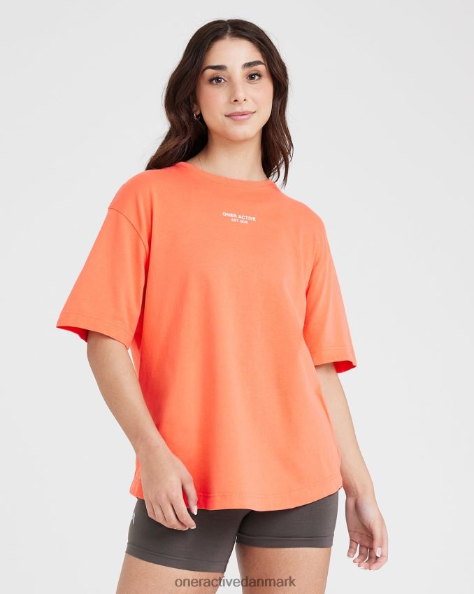 vasket ferskenblomst tøj X26NZ0542 Oner Active grafisk oversized kortærmet t-shirt