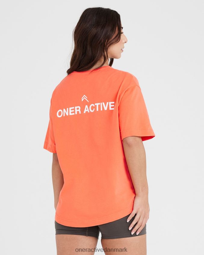 vasket ferskenblomst tøj X26NZ0542 Oner Active grafisk oversized kortærmet t-shirt