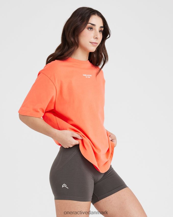 vasket ferskenblomst tøj X26NZ0542 Oner Active grafisk oversized kortærmet t-shirt