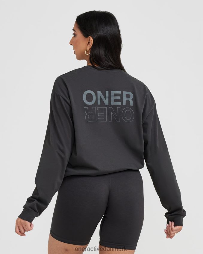 vasket kul tøj X26NZ0511 Oner Active klassisk spejlgrafik oversized langærmet top