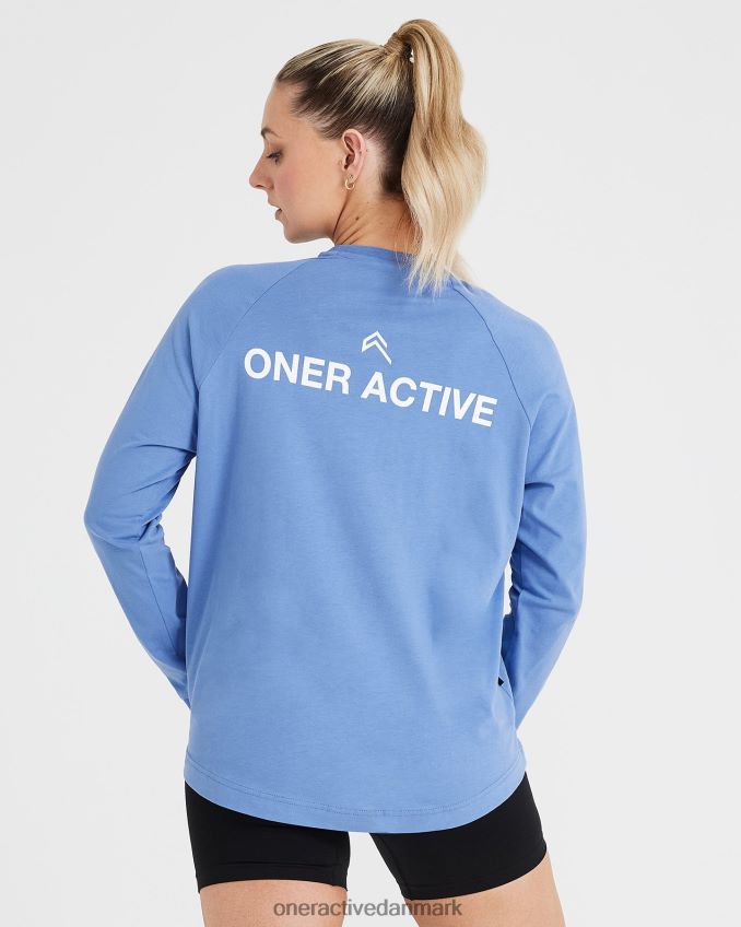 vasket lys denim tøj X26NZ0548 Oner Active grafisk oversized langærmet t-shirt