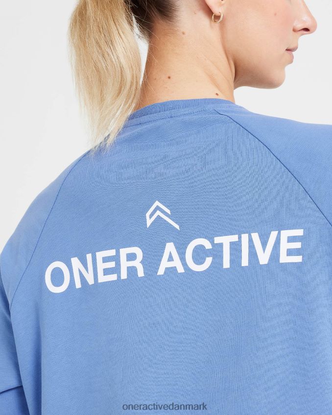 vasket lys denim tøj X26NZ0548 Oner Active grafisk oversized langærmet t-shirt
