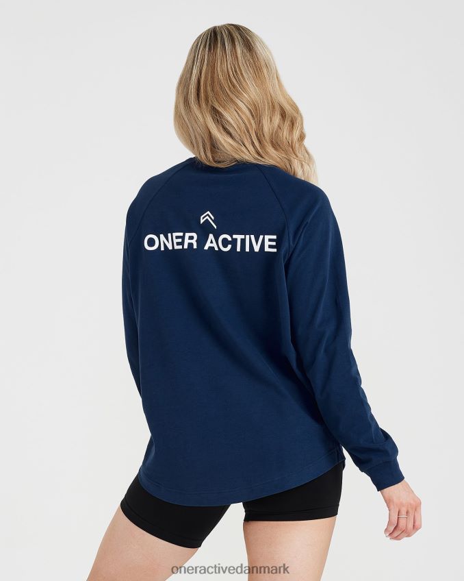 vasket midnat tøj X26NZ0557 Oner Active grafisk oversized langærmet t-shirt