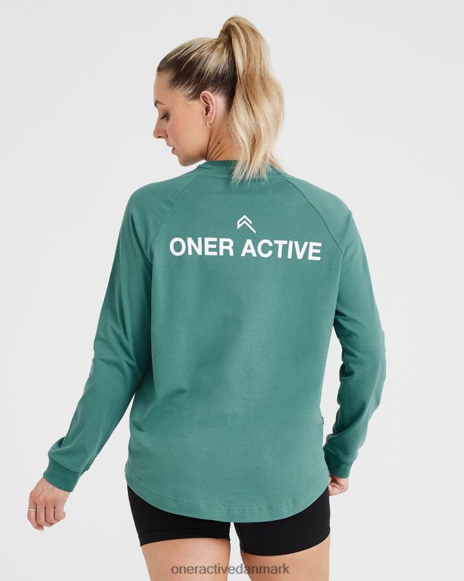 vasket mineralgrøn tøj X26NZ0549 Oner Active grafisk oversized langærmet t-shirt