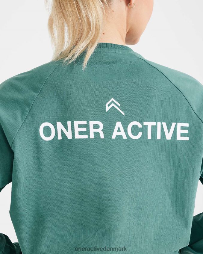 vasket mineralgrøn tøj X26NZ0549 Oner Active grafisk oversized langærmet t-shirt