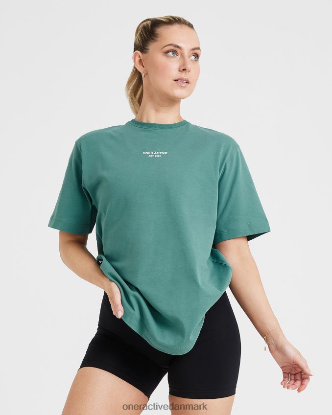 vasket mineralgrøn tøj X26NZ0551 Oner Active grafisk oversized kortærmet t-shirt