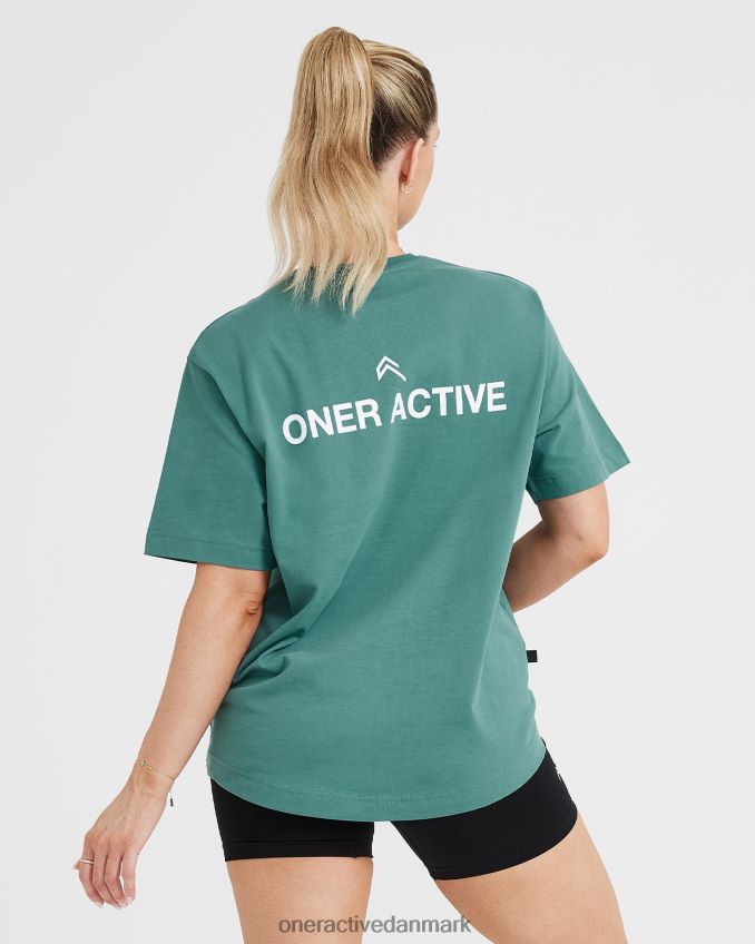 vasket mineralgrøn tøj X26NZ0551 Oner Active grafisk oversized kortærmet t-shirt