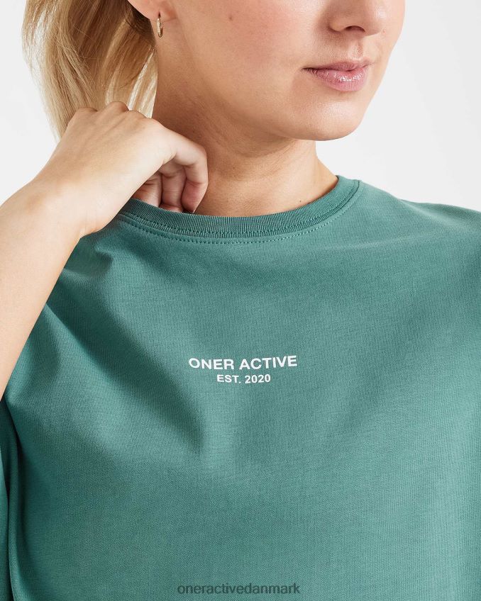 vasket mineralgrøn tøj X26NZ0551 Oner Active grafisk oversized kortærmet t-shirt