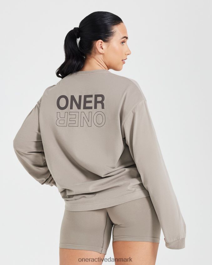 vasket minky tøj X26NZ0522 Oner Active klassisk spejlgrafik oversized langærmet top