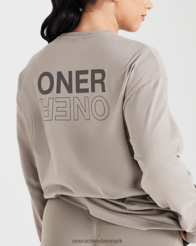 vasket minky tøj X26NZ0522 Oner Active klassisk spejlgrafik oversized langærmet top