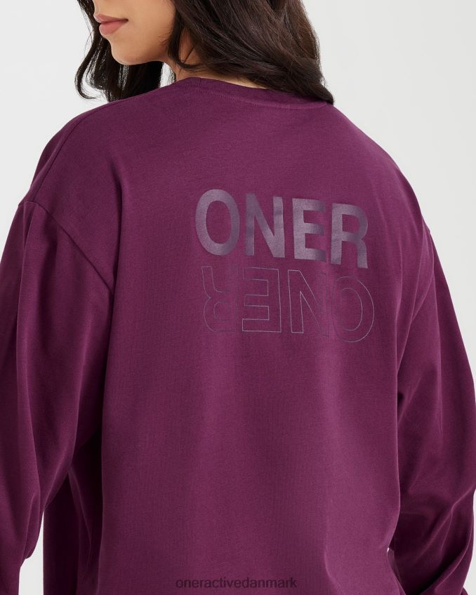 vasket moden fig tøj X26NZ0521 Oner Active klassisk spejlgrafik oversized langærmet top