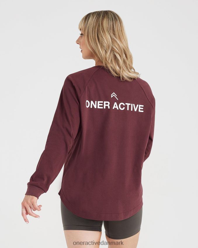 vasket palisander tøj X26NZ0558 Oner Active grafisk oversized langærmet t-shirt