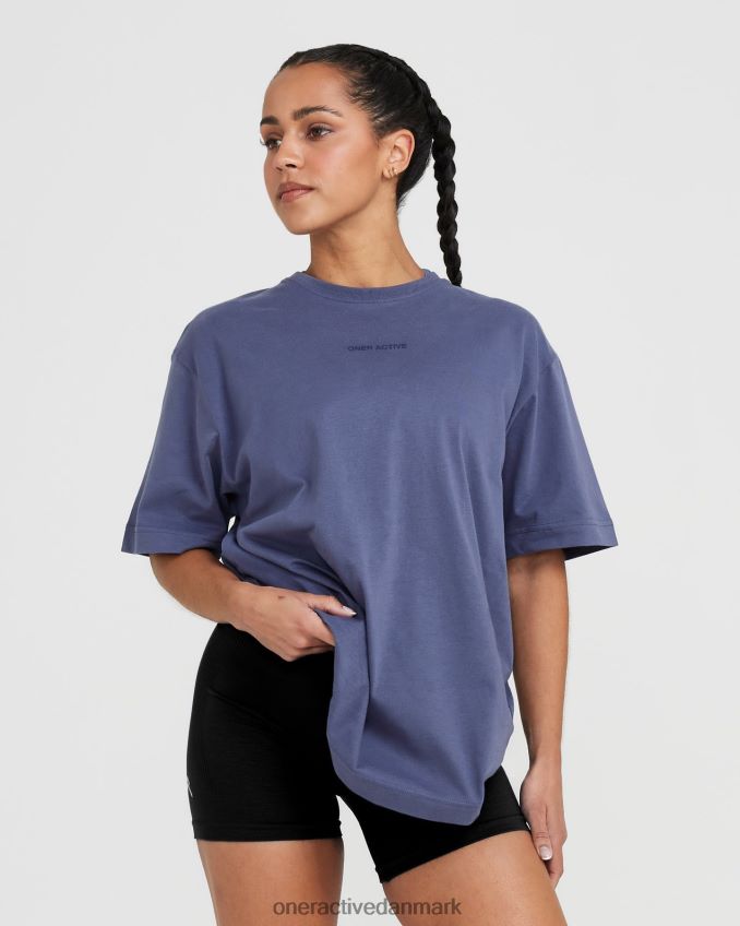 vasket skiferblå tøj X26NZ0506 Oner Active klassisk spejlgrafisk oversized t-shirt